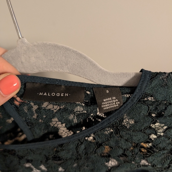 Halogen Dark Green Lace Sleeve Blouse - Picture 3 of 3